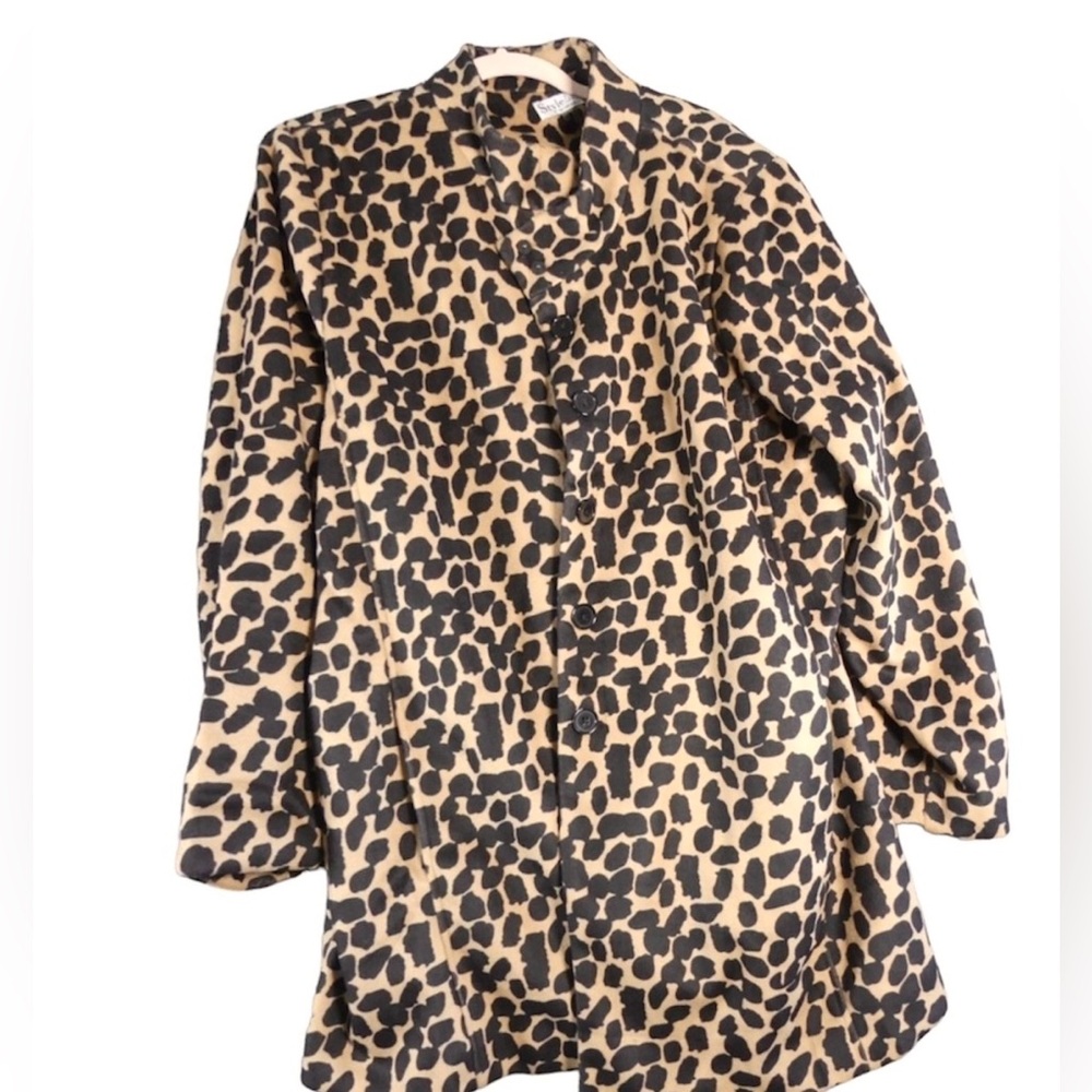StyleList by Micaela 2X Coat Leopard Funnel Neck NWT